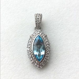 Judith Ripka Sterling Silver Marquise Cut Blue Topaz Enhancer Pendant